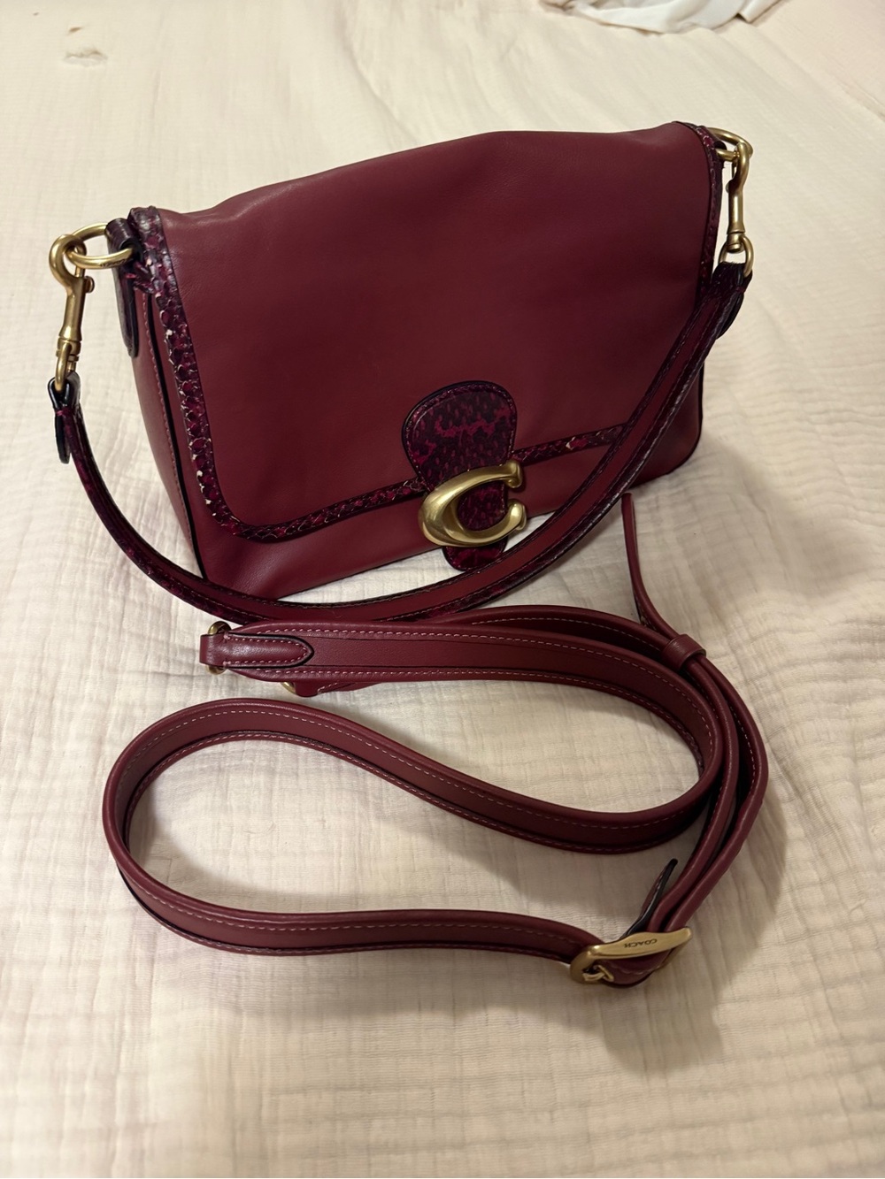 Coach Soft Tabby Shoulder Bag with Snakeskin Detail
